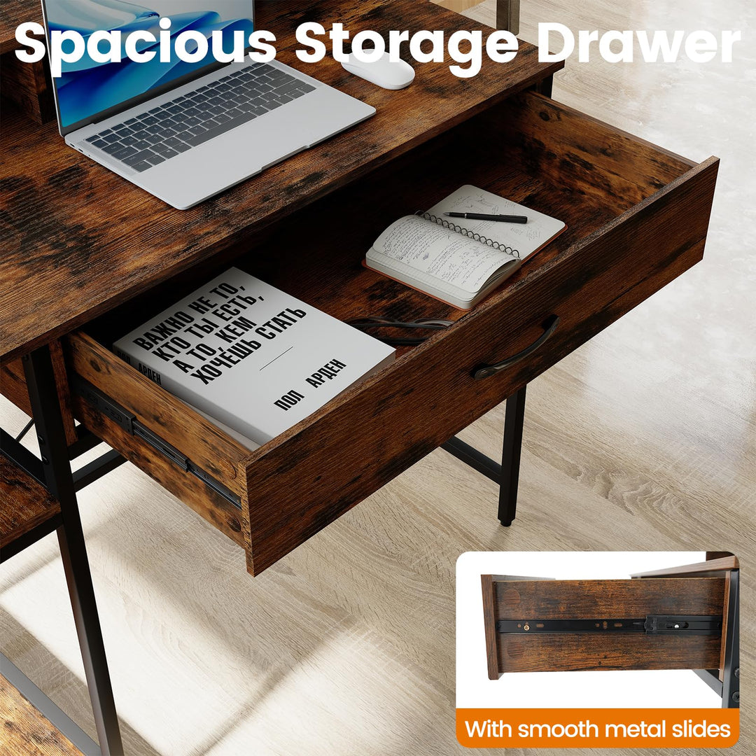 Giantex Computer Desk with Monitor Shelf