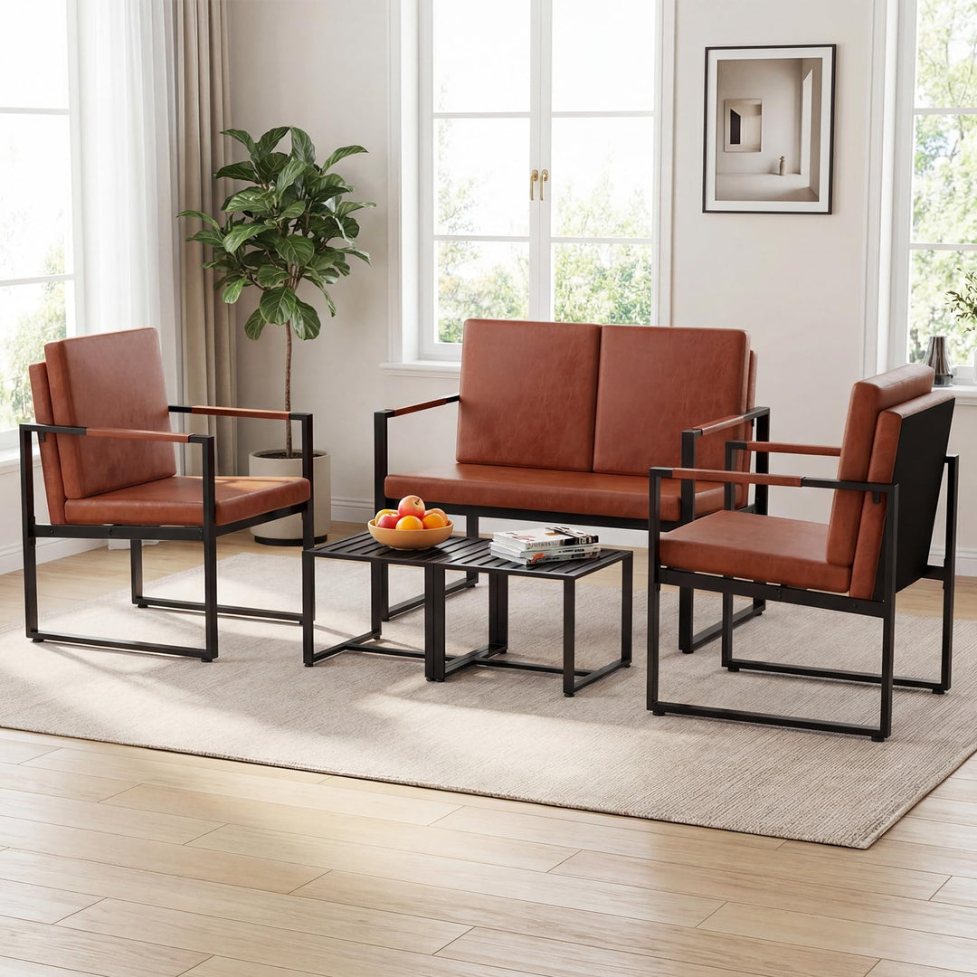 Giantex Set of 2 Mid Century Modern Single Sofa Chairs with Cushions