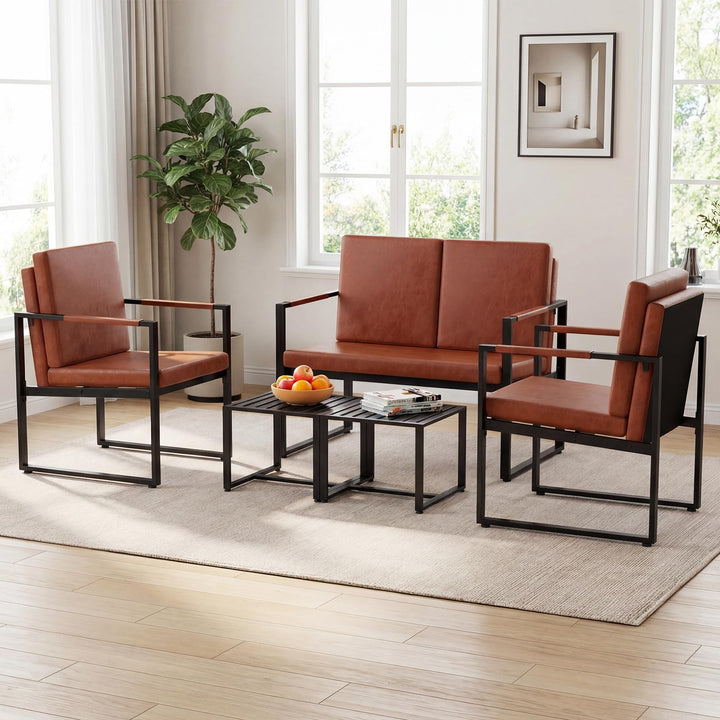 Giantex Set of 2 Mid Century Modern Single Sofa Chairs with Cushions