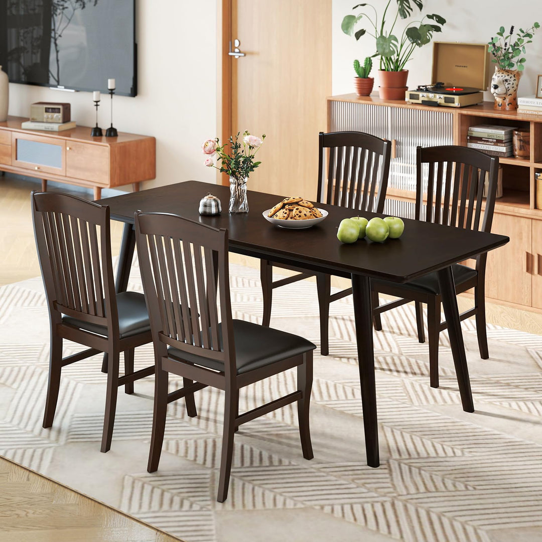 Giantex Set of 2/4 Wooden PU Leather Upholstered Dining Chairs