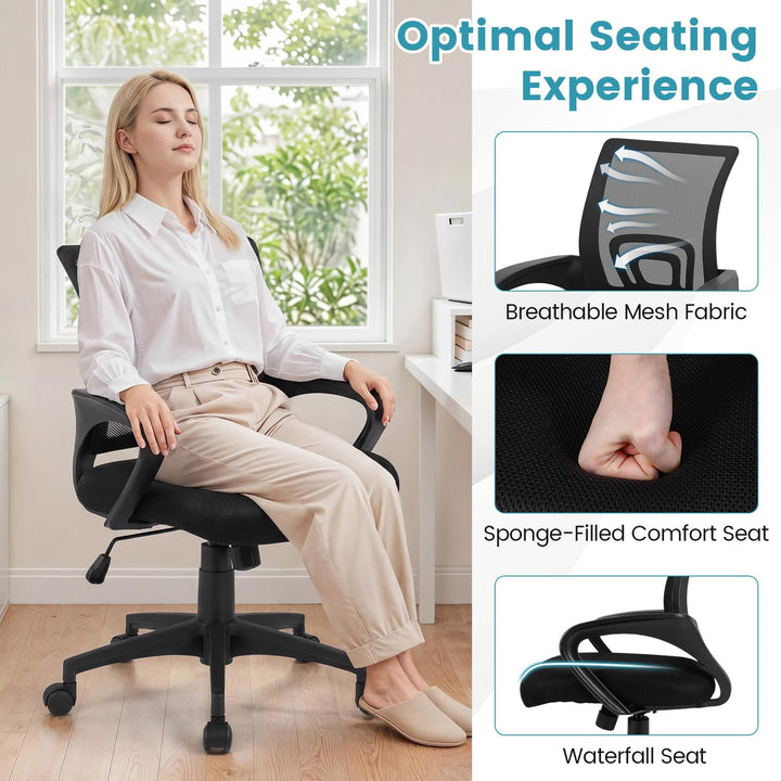 Giantex Ergonomic Mesh Office Chair | Mid-Back Computer Chair with Breathable Backrest