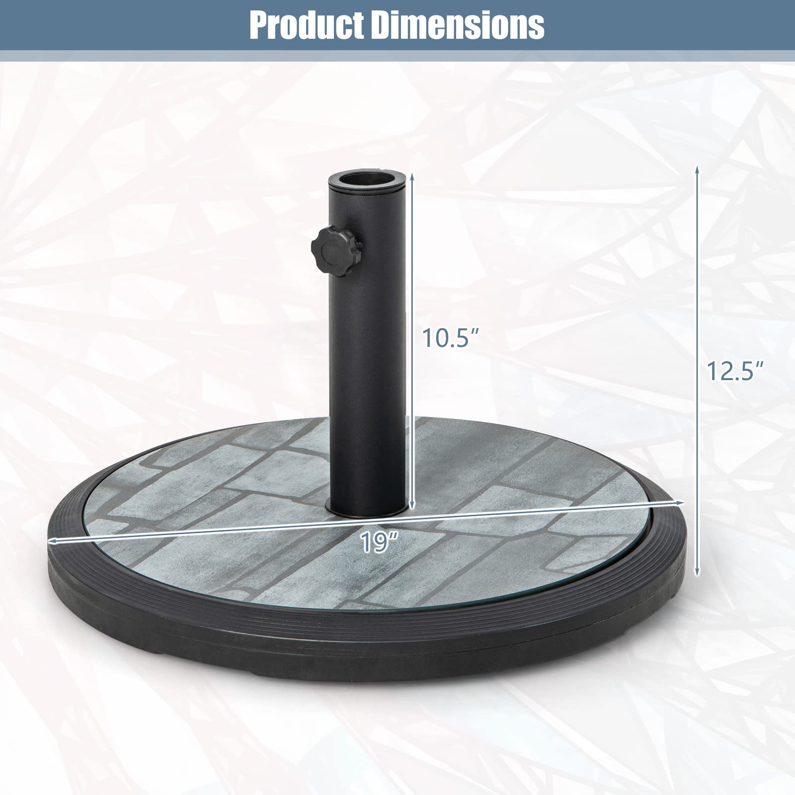 Giantex 35lbs Umbrella Base, Heavy Duty Patio Umbrella Stand with Built-in Cement, Special Stone Pattern