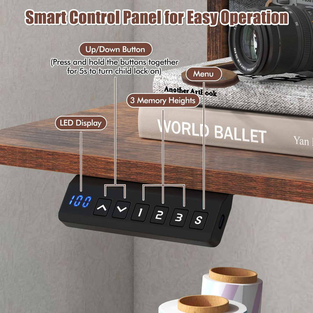 Giantex Electric Standing Desk with 2 Drawers, 63" x 24"