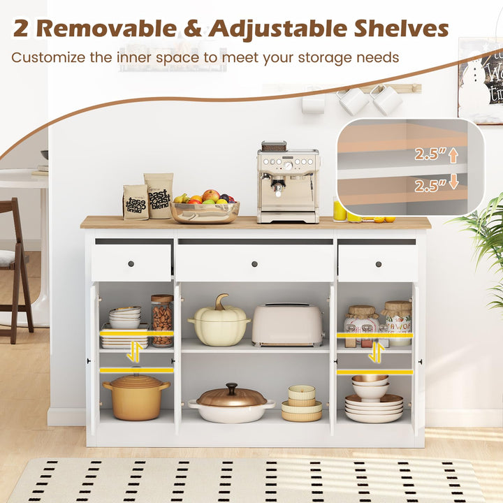 Giantex 55" Large Buffet Sideboard with 3 Drawers & 2 See-Through Doors