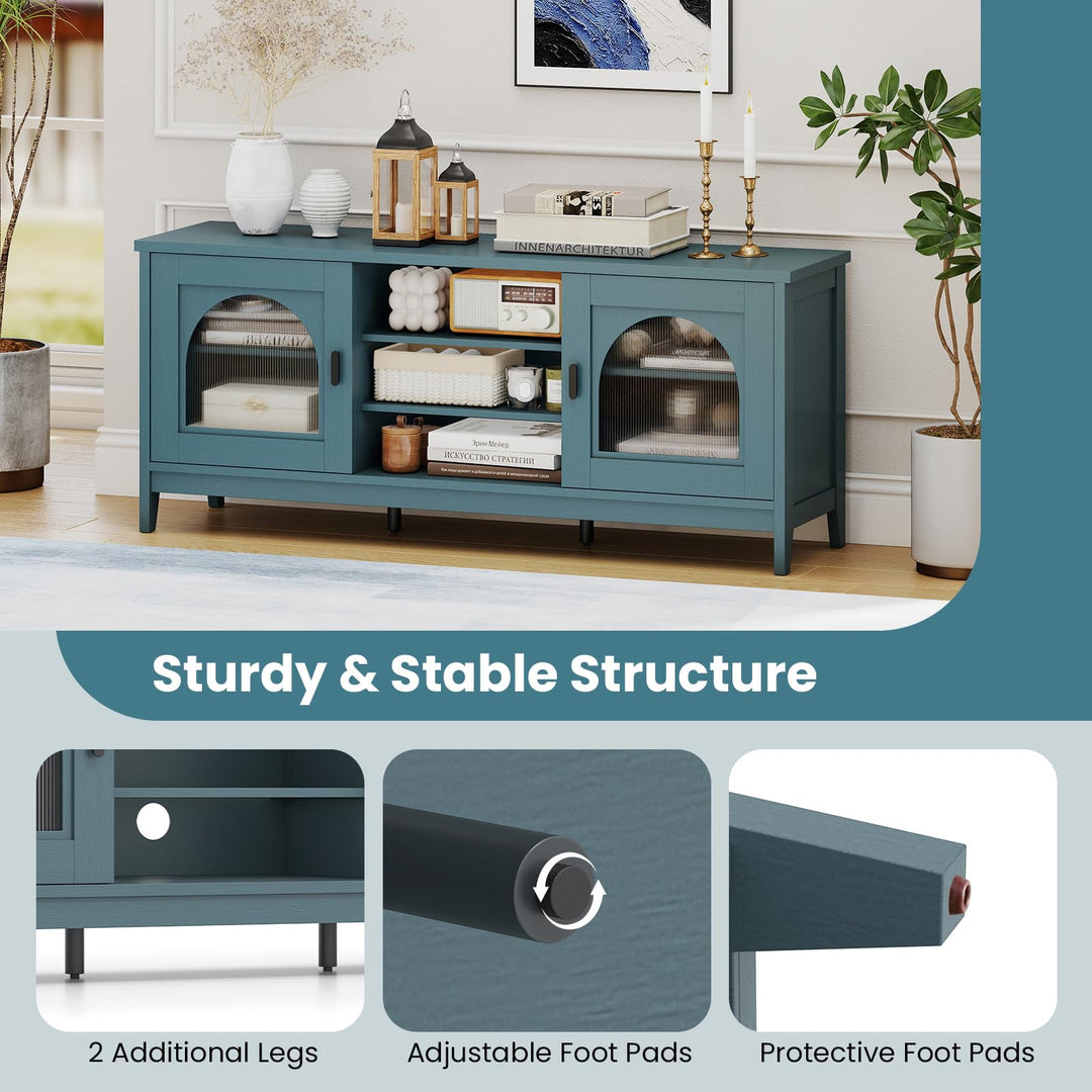 Giantex Modern Vintage TV Cabinet with Adjustable Shelves and 2 Cable Holes for TVs up to 65 Inches