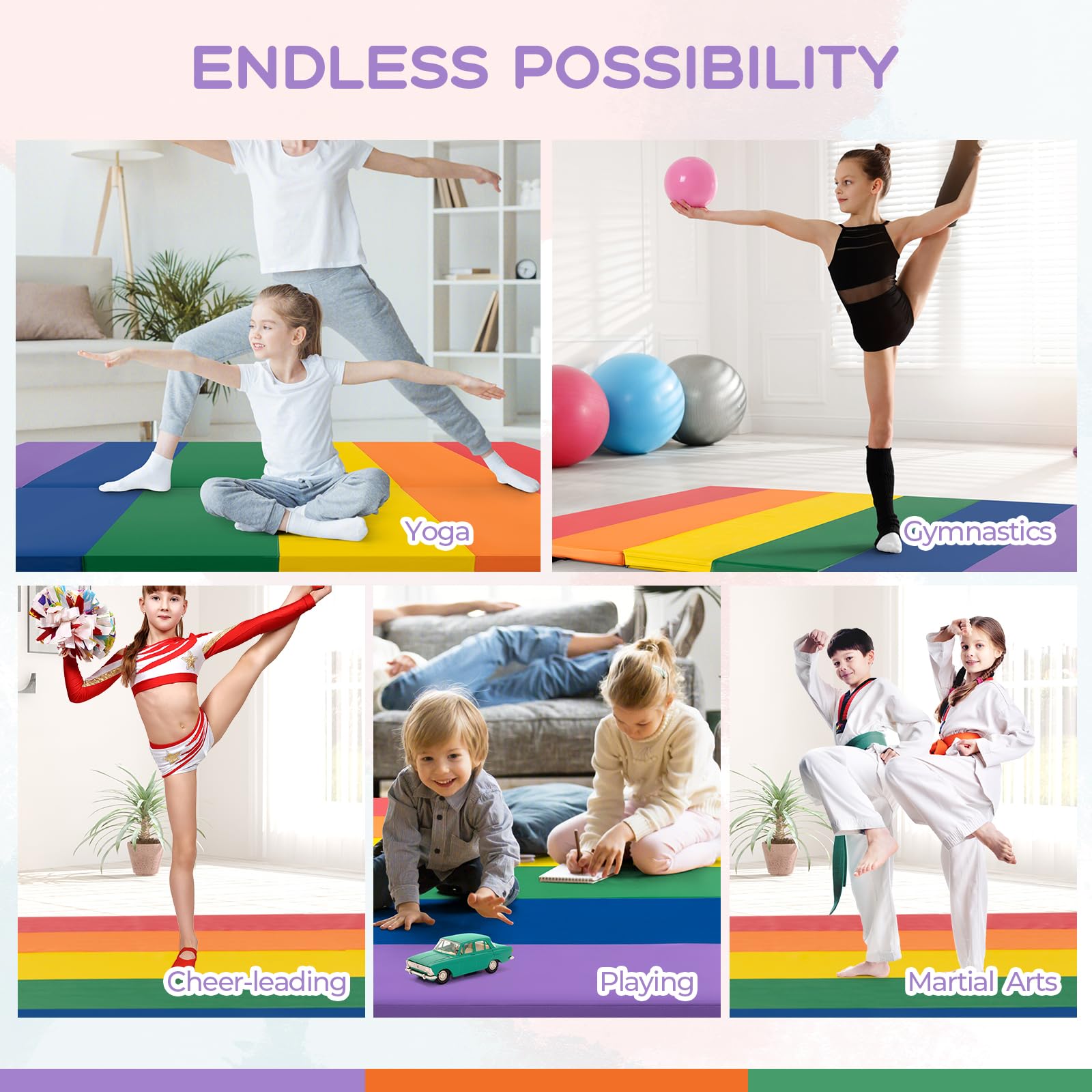 Giantex 6'x4'x2 Gymnastics Mat, Folding Anti-Tear Tumbling Mat