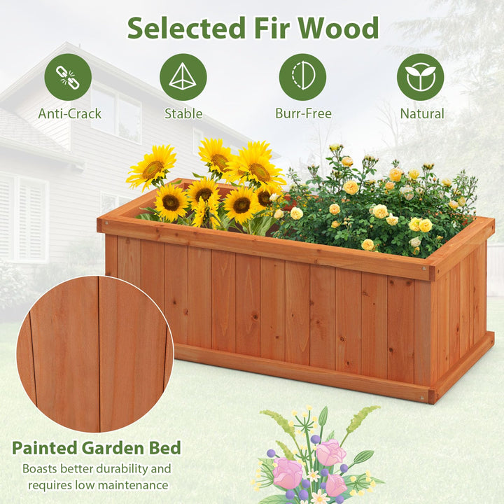 Giantex Raised Garden Bed, 31”x14”x12” Wooden Planter Box with 4 Drainage Holes