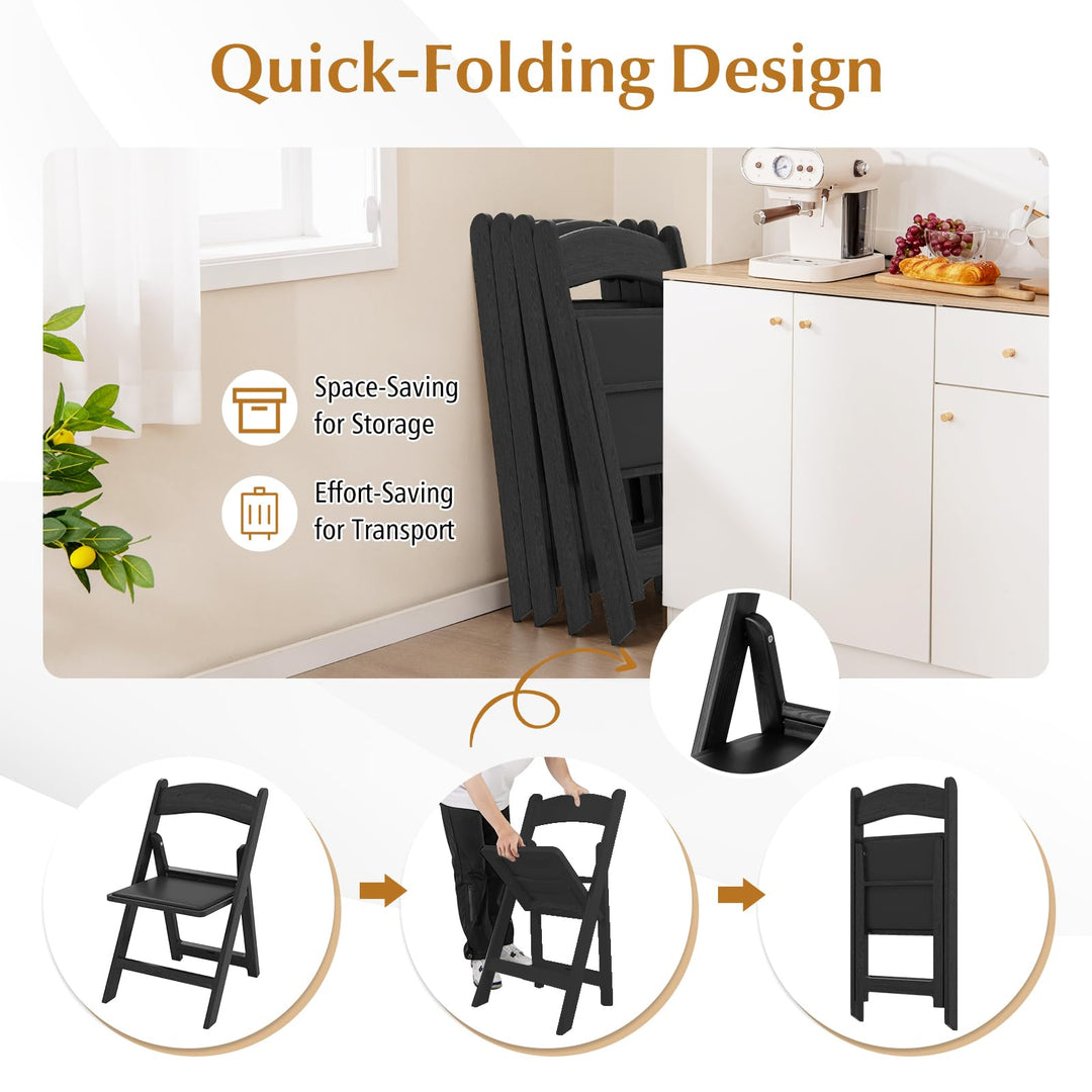 Giantex Folding Chairs Portable Resin Event Chairs with Padded Seat