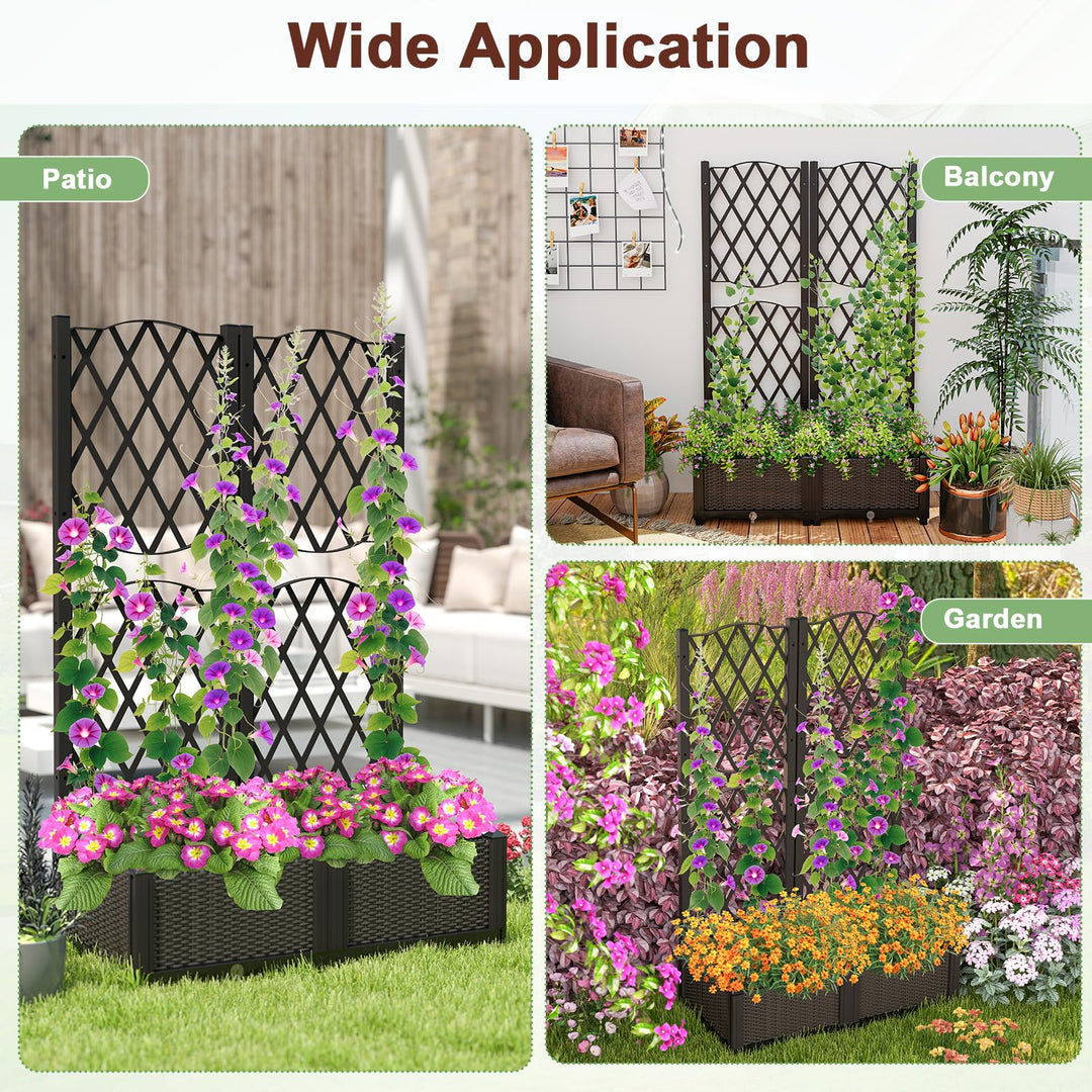 Giantex 2 Pack Raised Garden Beds with Trellis