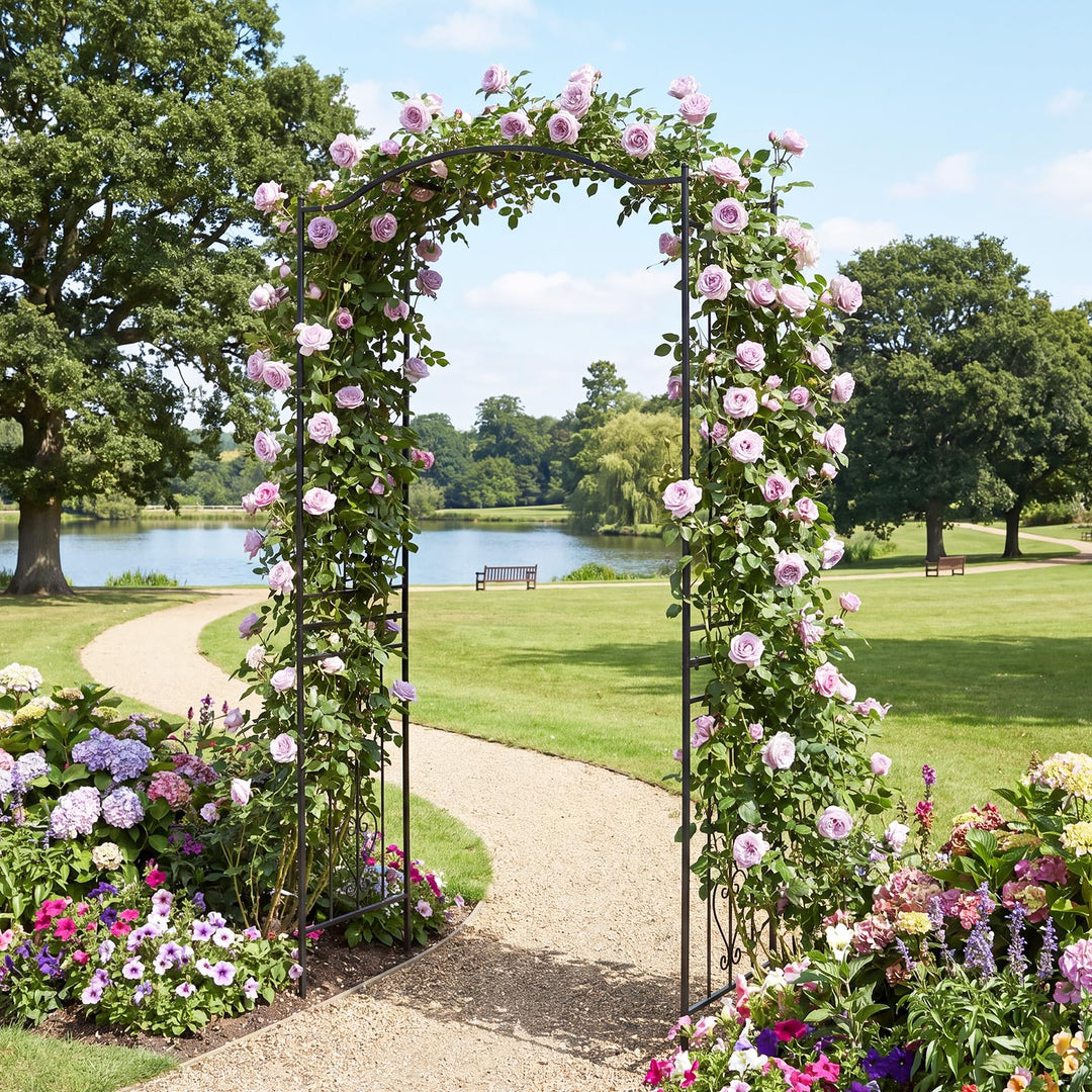 Giantex Metal Garden Arbor | 7.5 FT Heavy Duty Arch Trellis for Climbing Plants