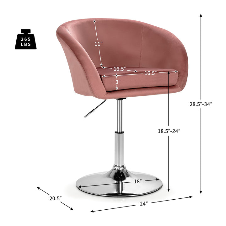 Height Adjustable Modern Velvet Makeup Chair with Chrome Frame