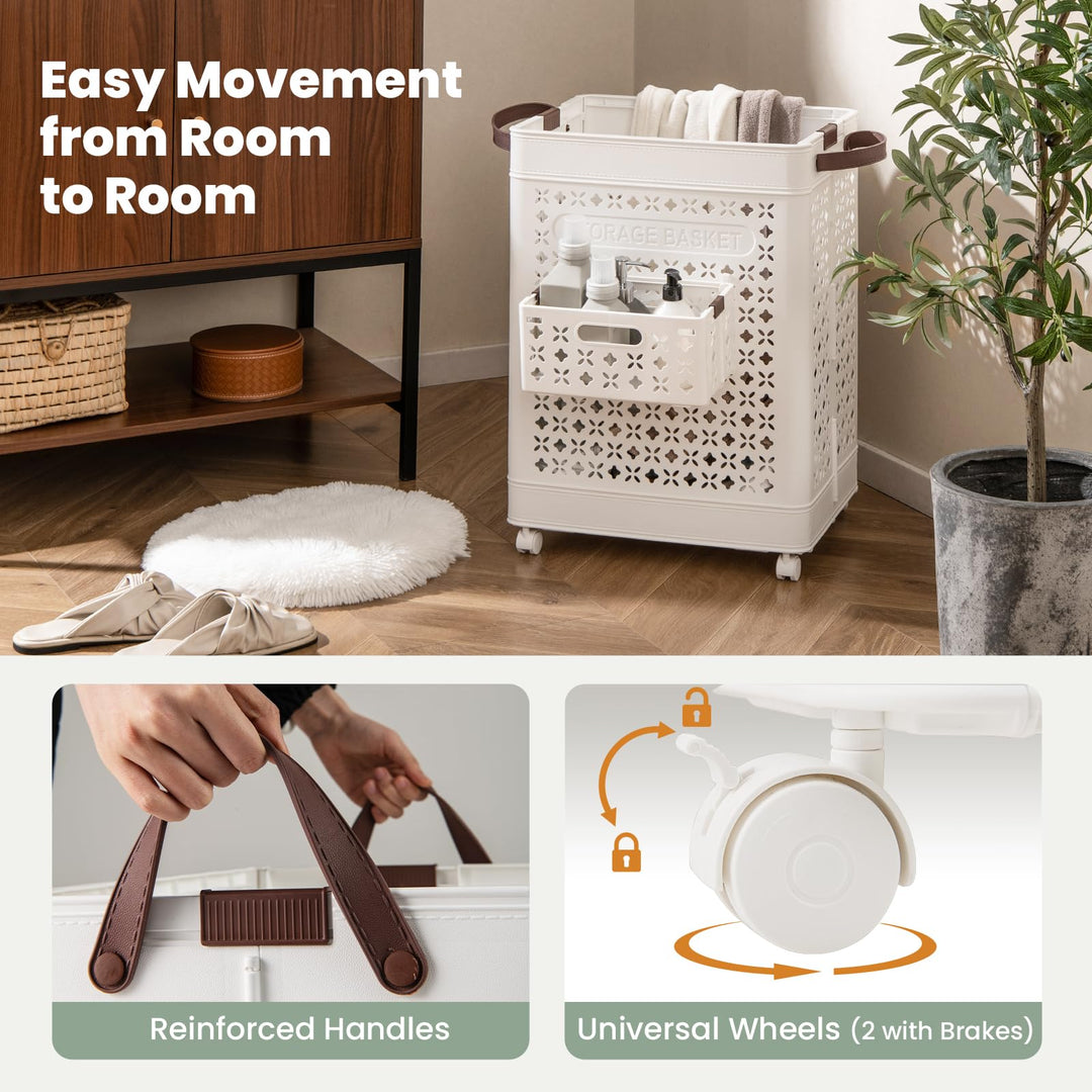 Giantex 75L Collapsible Laundry Basket with Wheels
