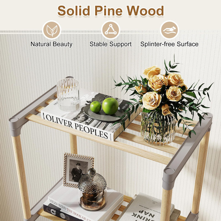 Giantex 5-Tier Bookshelf | Pine Wood Bookcase with Freestanding Storage Organizer