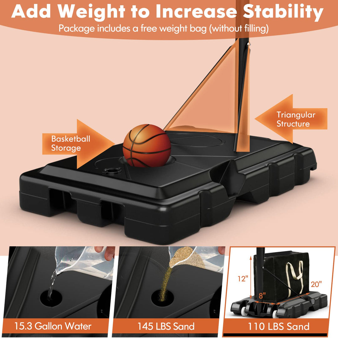 Outdoor  8-10Ft Height Adjustable Basketball Stand System - Giantex