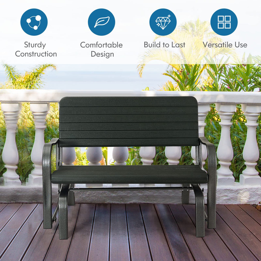 Swing Glider Chair Patio Steel Porch Chair Loveseat Bench for 2 Person
