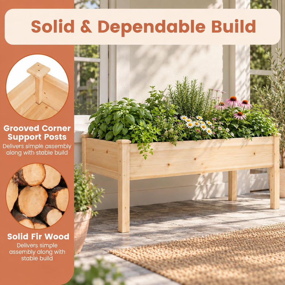 GIANTEX 48" Fir Wood Raised Garden Bed with Legs (1/2)