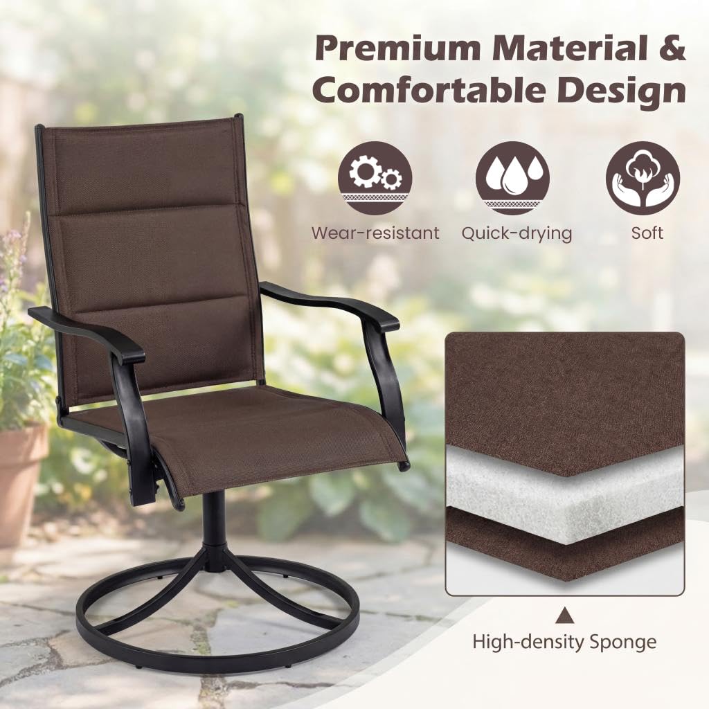 Giantex Outdoor Dining Chairs w/Padded Seat &amp; High Back