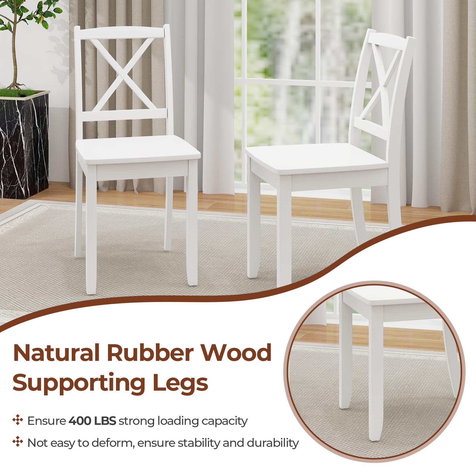 Giantex Wood Dining Chairs, Armless Kitchen Chairs w/Rubber Wood Legs & Curved Backrest