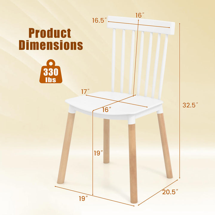 Giantex Set of 4 Windsor Dining Chairs White, Modern Kitchen Chairs w/Spindle Backs & Curved Seats