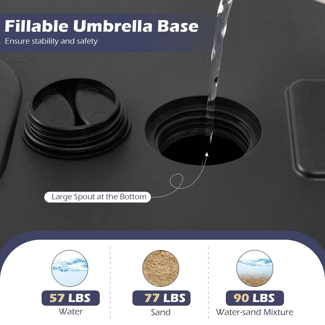 Giantex Rolling Fillable Patio Umbrella Base | 90 lbs Heavy Duty Umbrella Stand with 2 Wheels