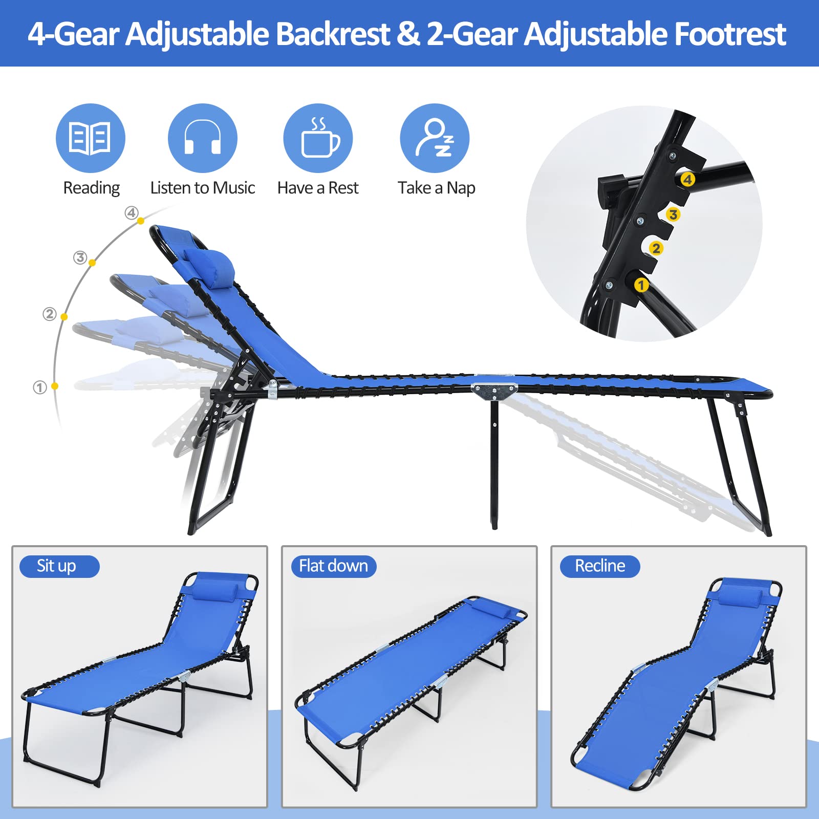 Giantex Chaise Lounge Chair Outdoor - Patio Lounge Chair