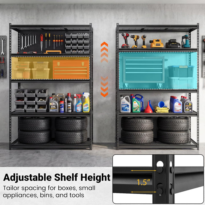 Giantex 5-Tier Metal Storage Shelves(1/2/3/4,48" L x 24" W x 72" H)