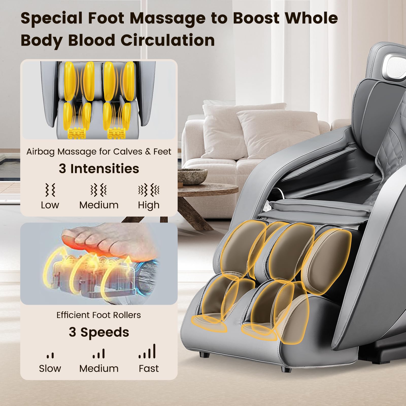 Giantex Massage Chair Full Body - Zero Gravity Massaging Recliner w/SL Track, Airbags, Foot Rollers