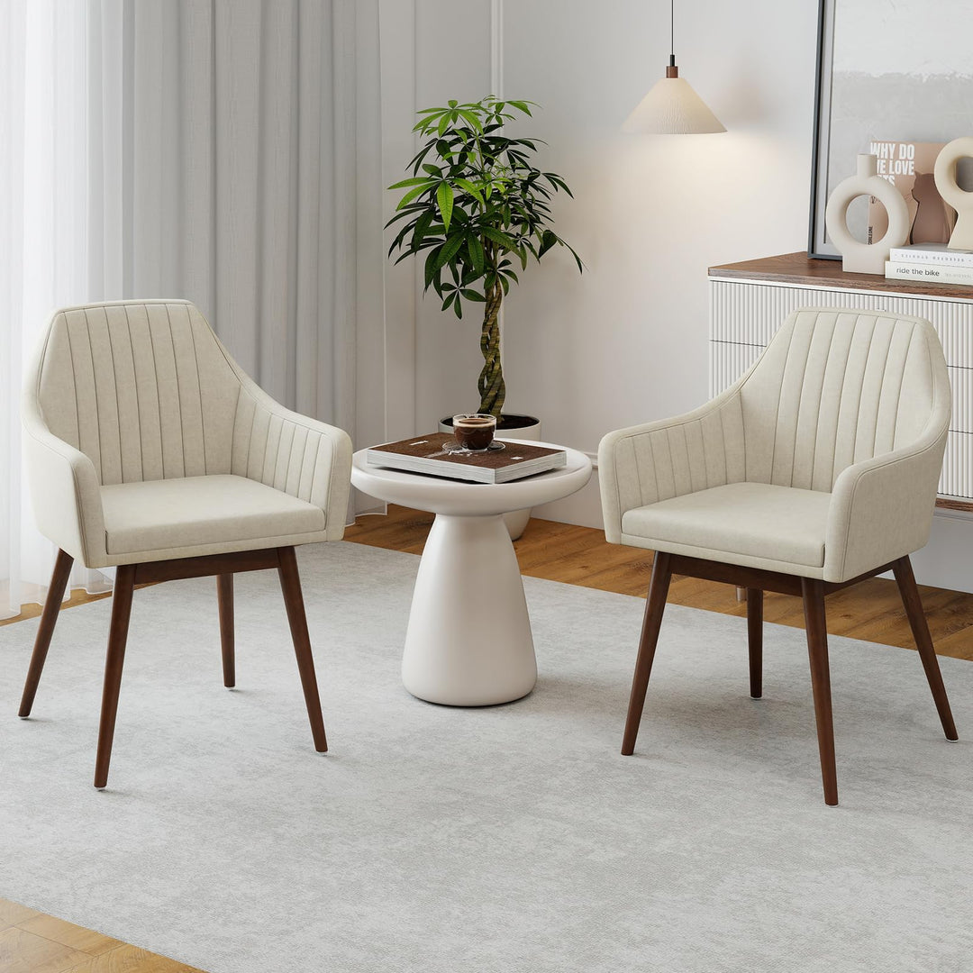 Giantex Upholstered Dining Chairs Set of 2/4 Mid Century Kitchen Chairs with Wrap-Around Backrest