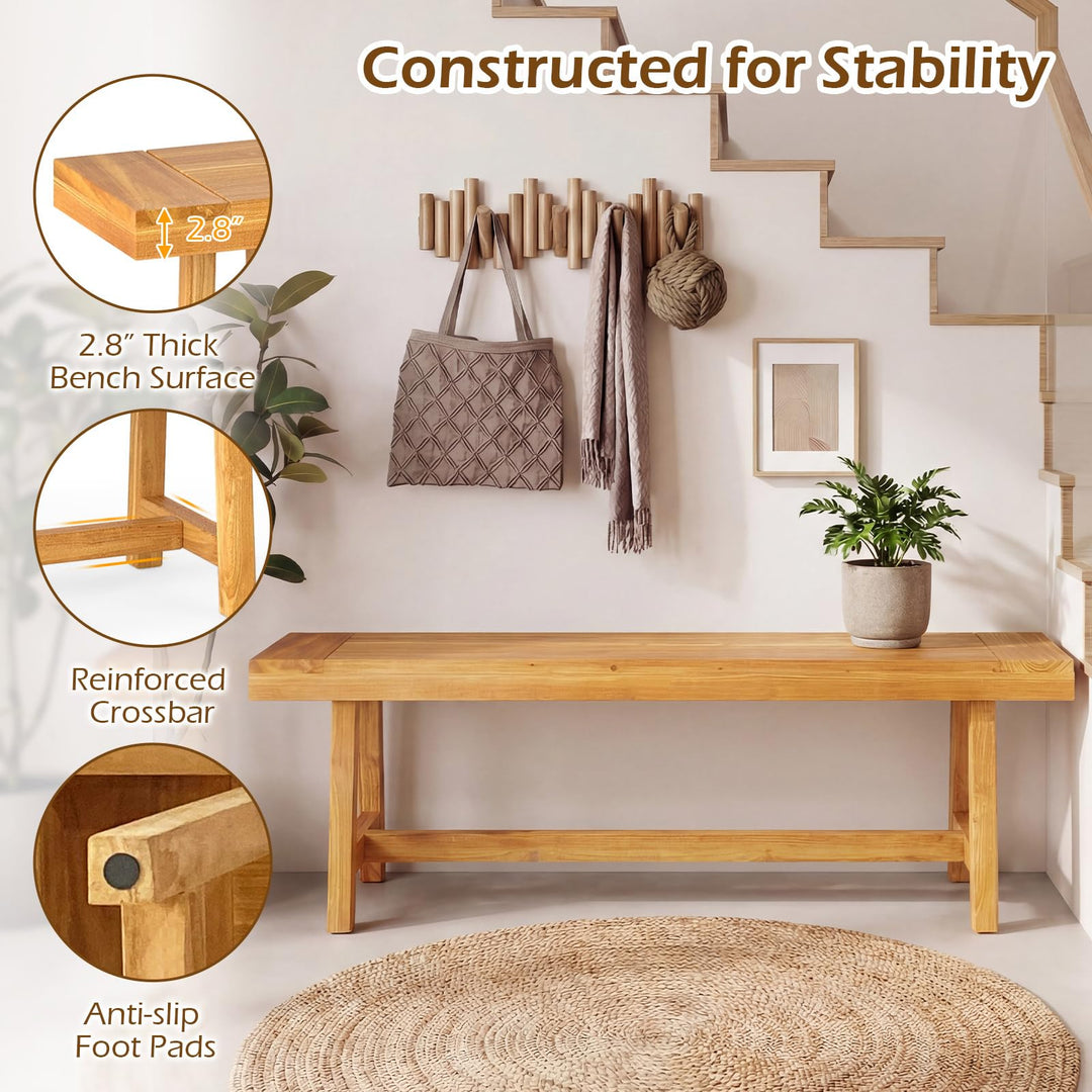 Giantex 63-Inches Dining Bench Teak Wood Outdoor Benches(1/2)