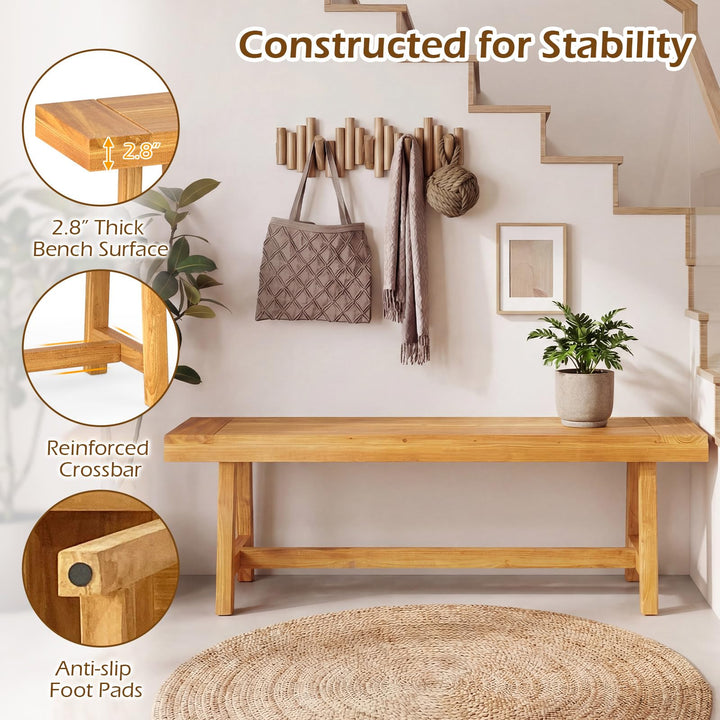 Giantex 63-Inches Dining Bench Teak Wood Outdoor Benches(1/2)