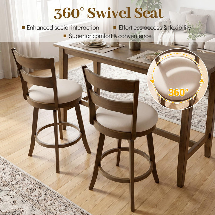 Giantex 25" Swivel Bar Stools Set of 2/4 with Fabric Upholstered Seat