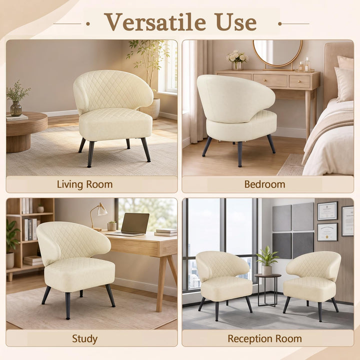Giantex Mid Century Modern Accent Leather Upholstered Armchair with Robust Metal Legs (1/2)