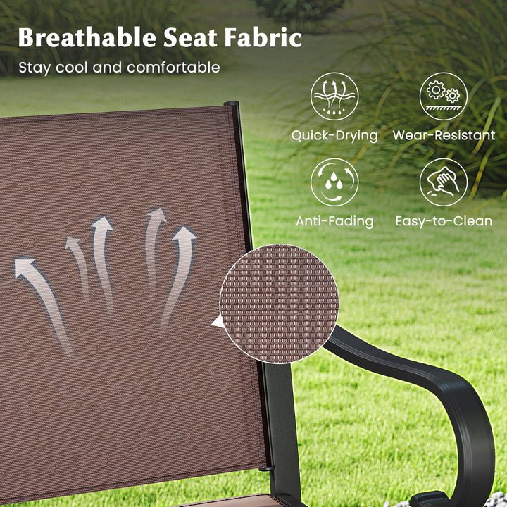 Giantex Counter Height Tall Patio Chairs with Breathable Mesh Fabric & Metal Frame