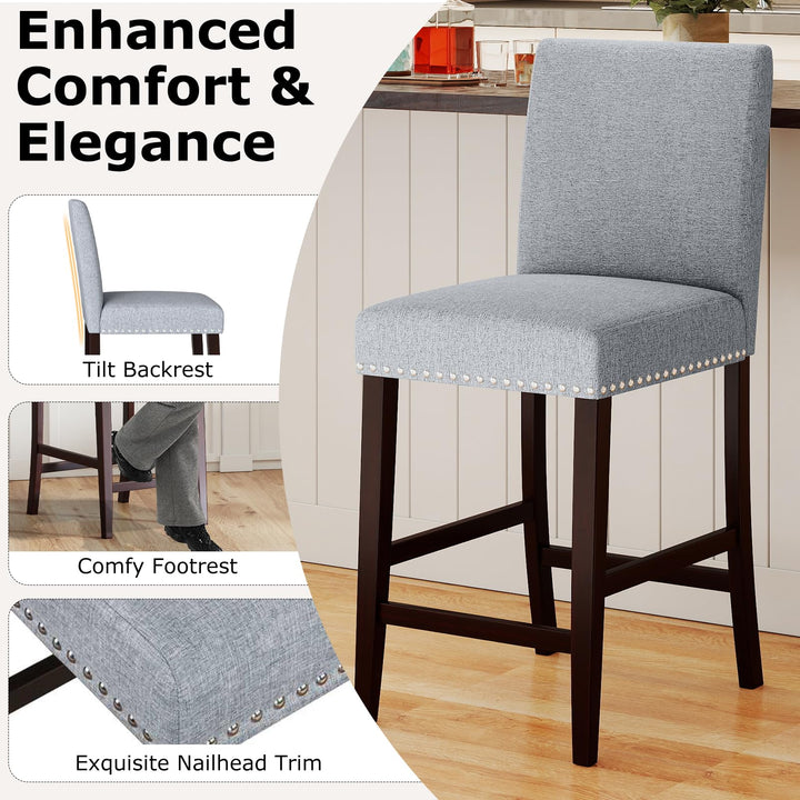 Giantex Modern Bar Stools Set of 2/4 26" Upholstered Counter Height Bar Stools w/Tilt Backrest