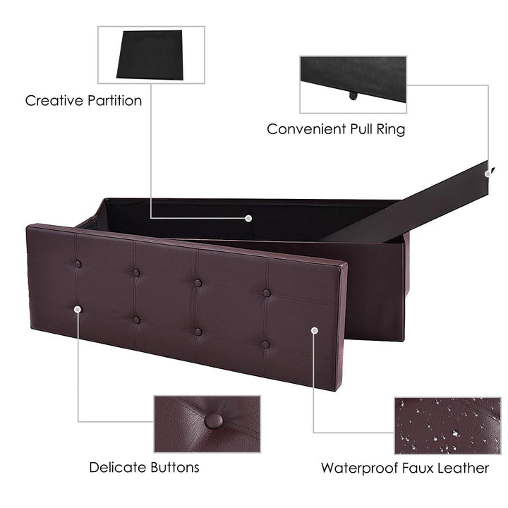 Giantex 45" Folding Storage Ottoman Bench, Faux Leather