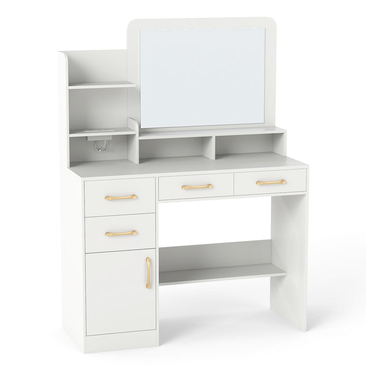 Giantex 39.5 Inch Vanity Desk with Power Outlets and Mirror for Bedroom