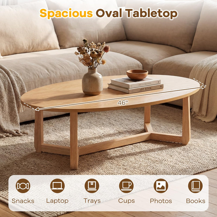 Giantex Oval Coffee Table and End Tables Set of 3