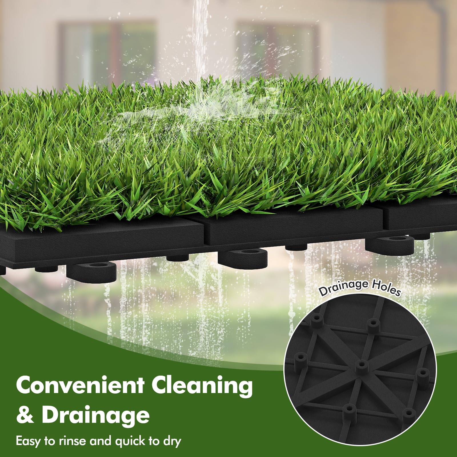 Giantex 30 Pack Interlocking Artificial Grass Tiles(12" x 12")