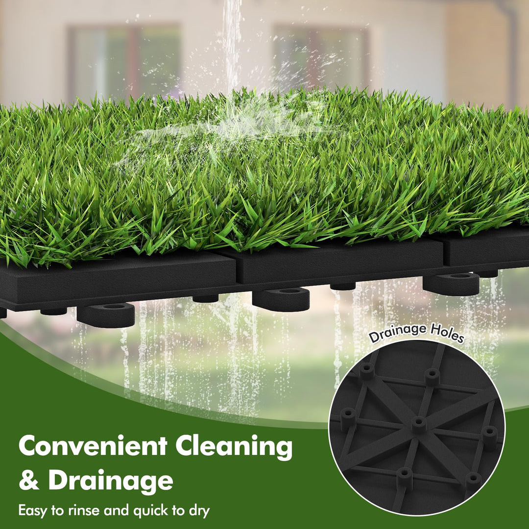 Giantex 30 Pack Interlocking Artificial Grass Tiles(12" x 12")