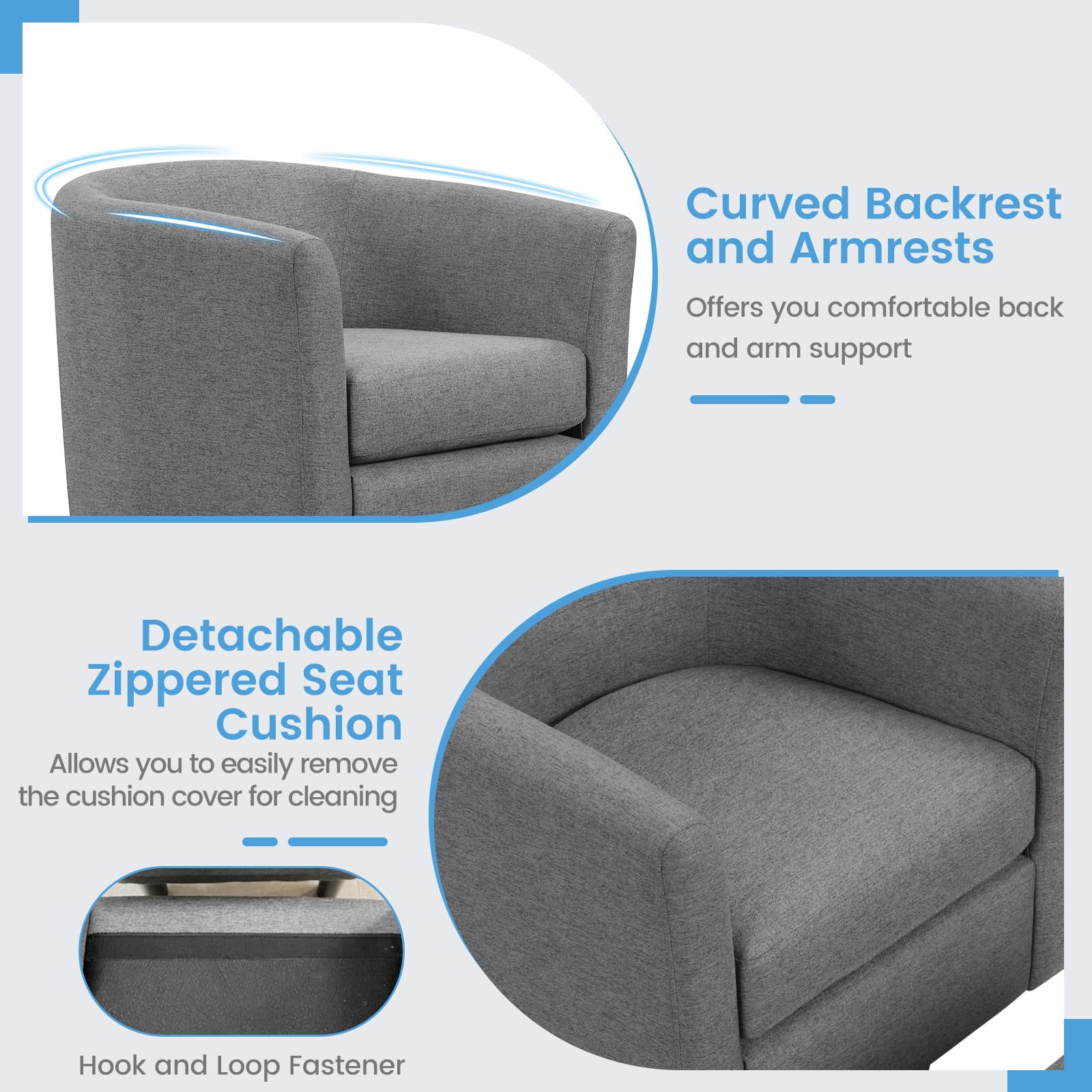 Giantex Swivel Accent Chair with Ottoman, Modern Barrel Club Chair w/Footrest