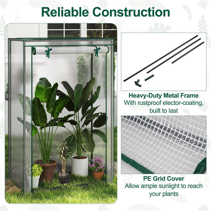 Giantex Portable Mini Greenhouse with Roll-Up Zippered Door