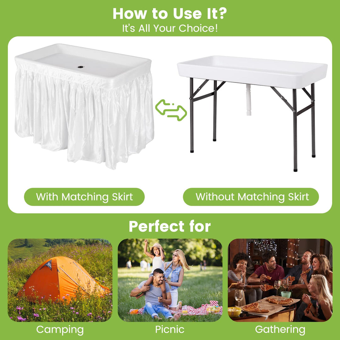 Giantex 4 FT Folding Ice Cooler Table with Drain and Bucket
