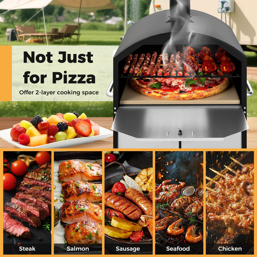 Giantex Wood Fired Outdoor Pizza Oven with 16-Inch Pizza Stone