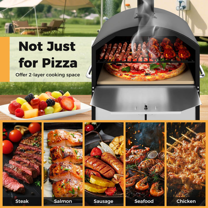 Giantex Wood Fired Outdoor Pizza Oven with 16-Inch Pizza Stone