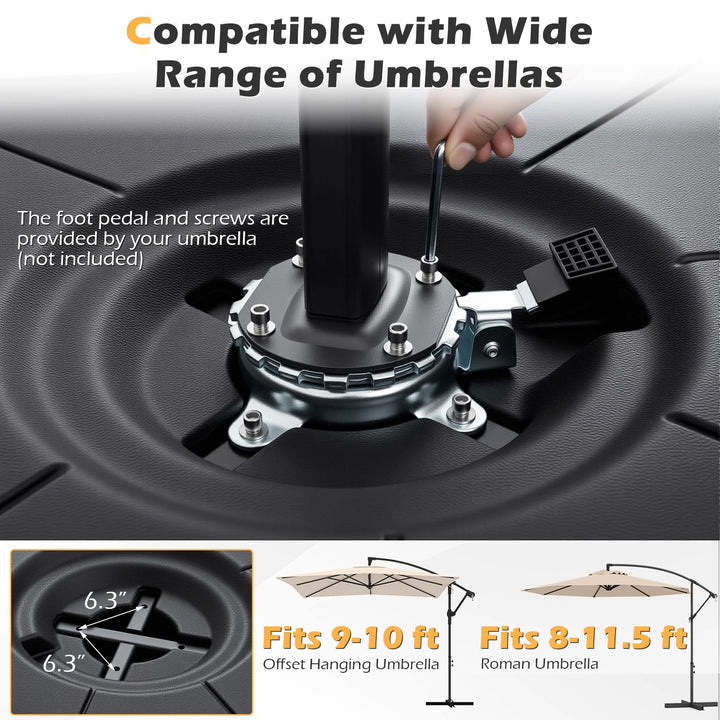 Giantex Fillable Cantilever Umbrella Base | 220 LBS Weighted Offset Patio Umbrella Stand with Cross Bracket
