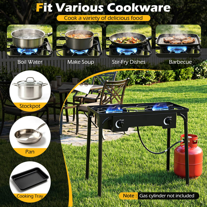 Giantex 2 Burner Propane Gas Stove | 160,000 BTU High Pressure Camping Cooker