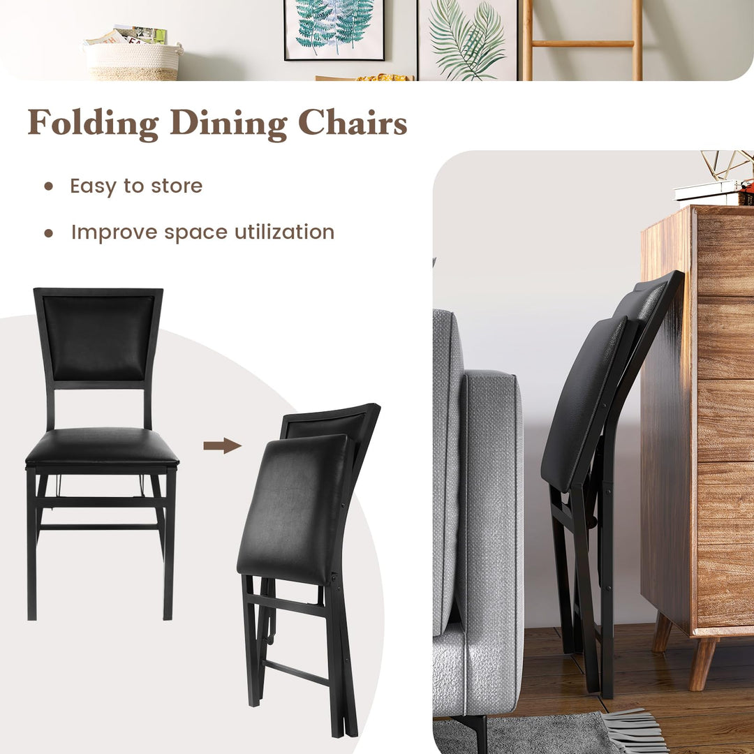 Metal Folding Chair Dining Chairs Home Restaurant Furniture - Giantex
