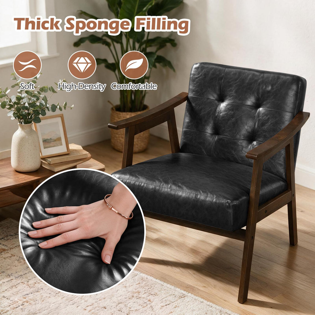 GIANTEX Faux Leather Accent Chair with Inclined Backrest (1/2)