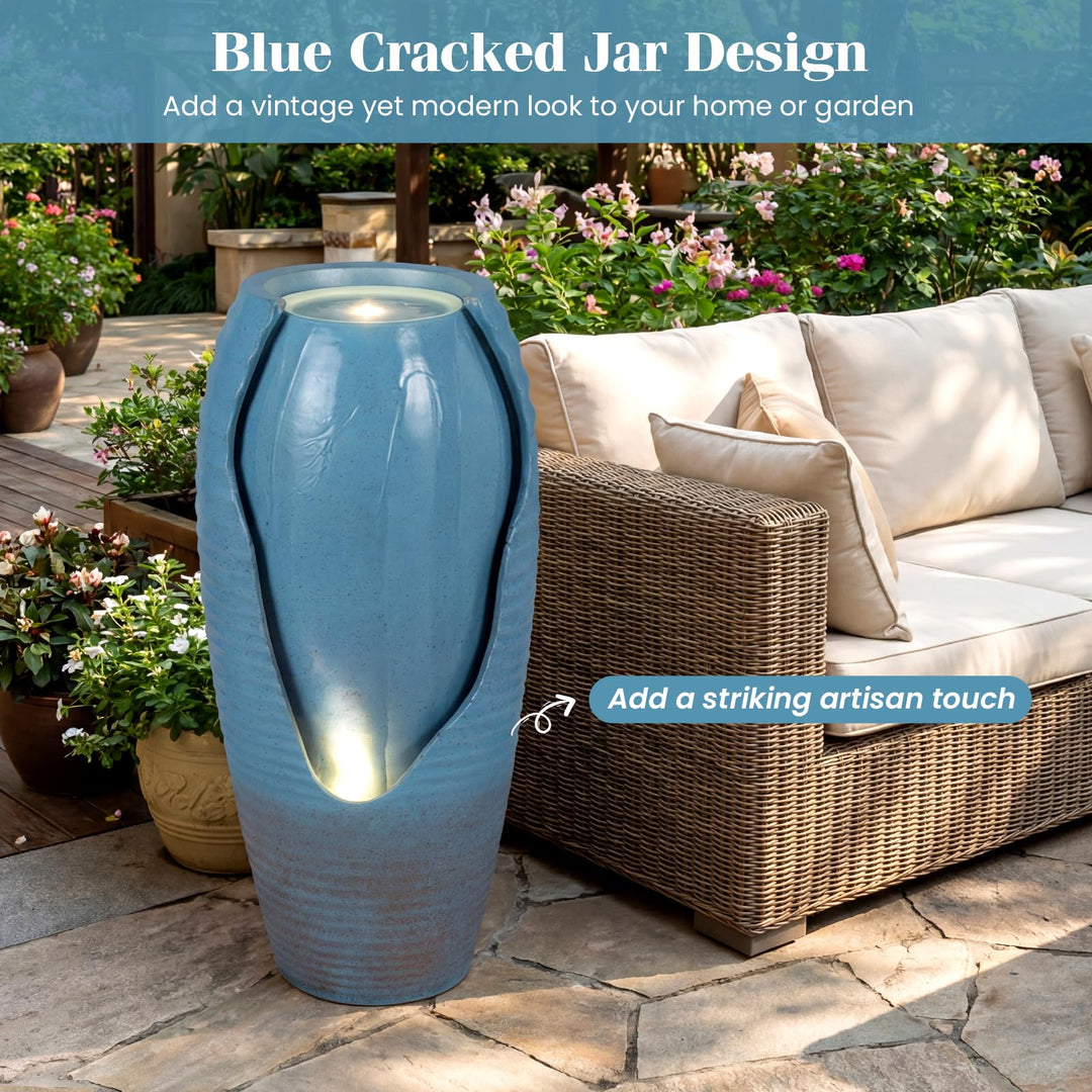 Giantex 32" Outdoor Jar Water Fountain with LED Lights