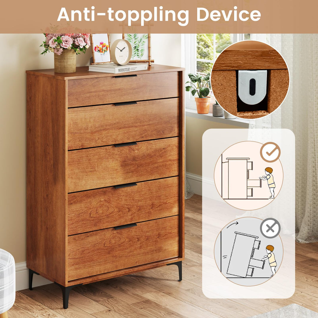Giantex Wooden Storage Cabinet with Anti-Tip Kit & Sturdy Metal Legs